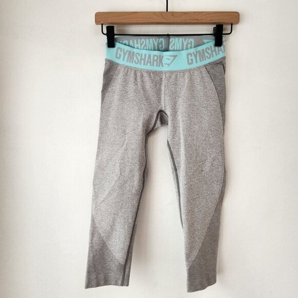 Gymshark Dry Moisture Management Grey Cropped Capri Leggings Seamless Tights S - Picture 1 of 6